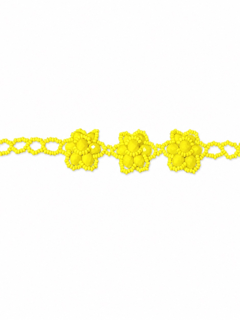 Yellow Floral Beaded Bracelet